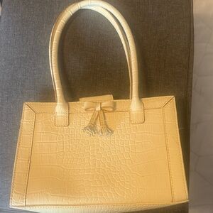 Liz Claiborne yellow Crocodile-Embossed Satchel